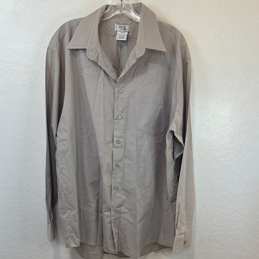 Kings court Men's Button-Up size 17.5 grey formal cotton 37/8 shirt collared